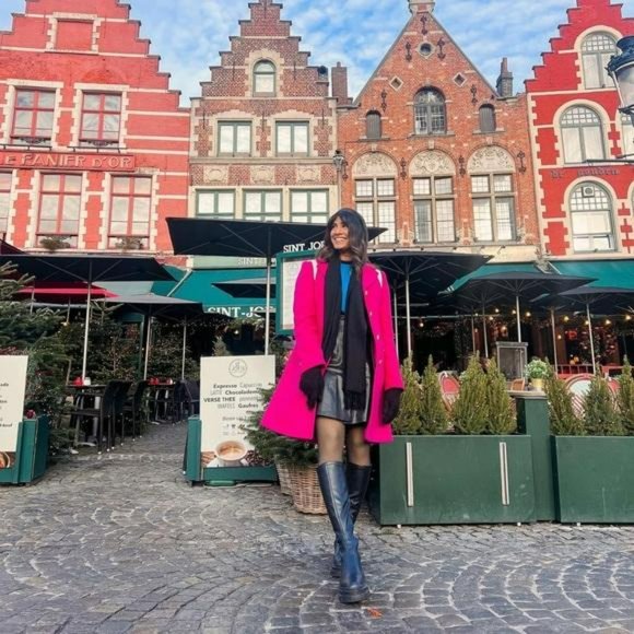 ZARA LIMITED EDITION FUCHSIA WOOL COAT GOLD BUTTONS - Picture 8 of 8